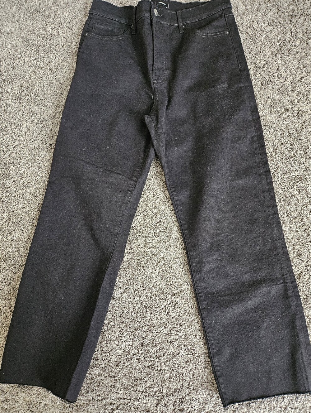 Express Stay Black Hyper Stretch Straight Ankle High Rise Jeans 12